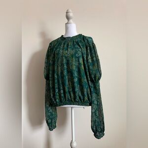 Free People Clarissa Printed Top in Sea Combo size large nwt